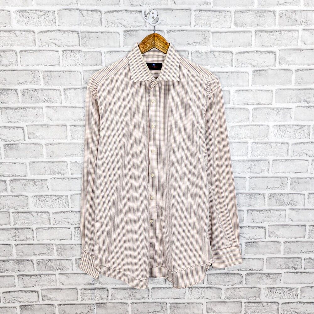 ETRO Milano Button up Shirt Multicolor grid check sz 42 Made in Italy